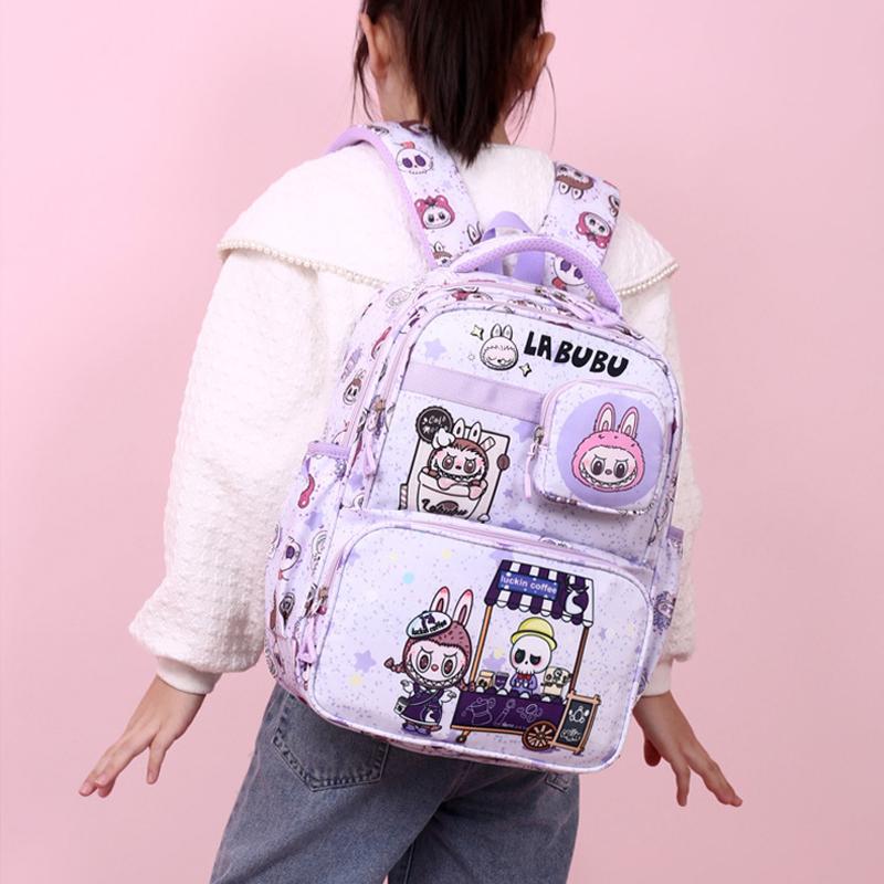 LABUBU Školní taška Školní batoh Lehký Snížení zátěže Ochrana zad a Velkokapacitní Dětský školní batoh pro 1.-6. třídu