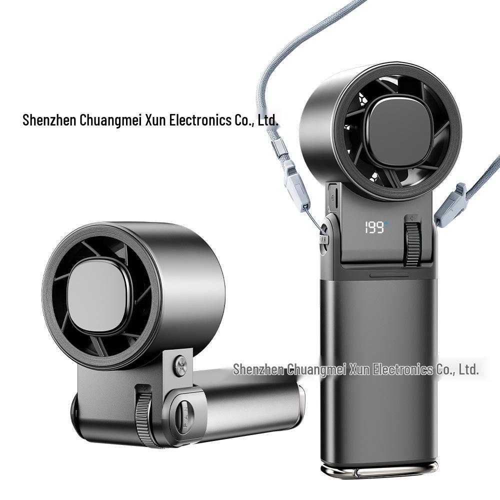 JF181 Portable Handheld Cooling Fan: 6000mAh, Semiconductor Ice Pack, Aluminum Alloy, Folding Design, Hanging Neck Option for Outdoor Use 60*53*180mm
