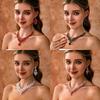 European and American Retro Necklace Earrings Set Bridal Wedding Banquet Dress Accessories Exaggerated Luxury Ruby Two-piece Set 2026