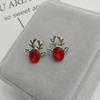 Crystal Gemstone Deer Horn Earrings Luxury 3D Christmas Reindeer Earrings Crystal Gem Antler Earrings Elegant Three-dimensional