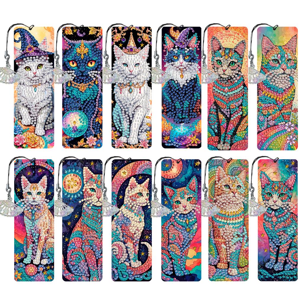 12Pcs Animal Landscape DIY Diamond Art Bookmark Irregular Shaped Diamonds Diamond Art Painting Bookmark for Reading Enthusiasts