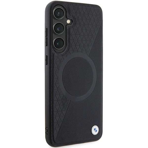 Bmw Bmhms24M23Rtpk S24+ S926 Czarny/Black Hardcase Signature Leather Half Textured & Circle Magsafe