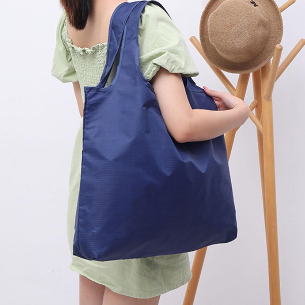 

Big Capacity Foldable Shopping Bag Eco-Friendly Reusable Grocery Storage Bag Portable Shoulder Handbag for Travel Pocket Tote темно-синього кольору