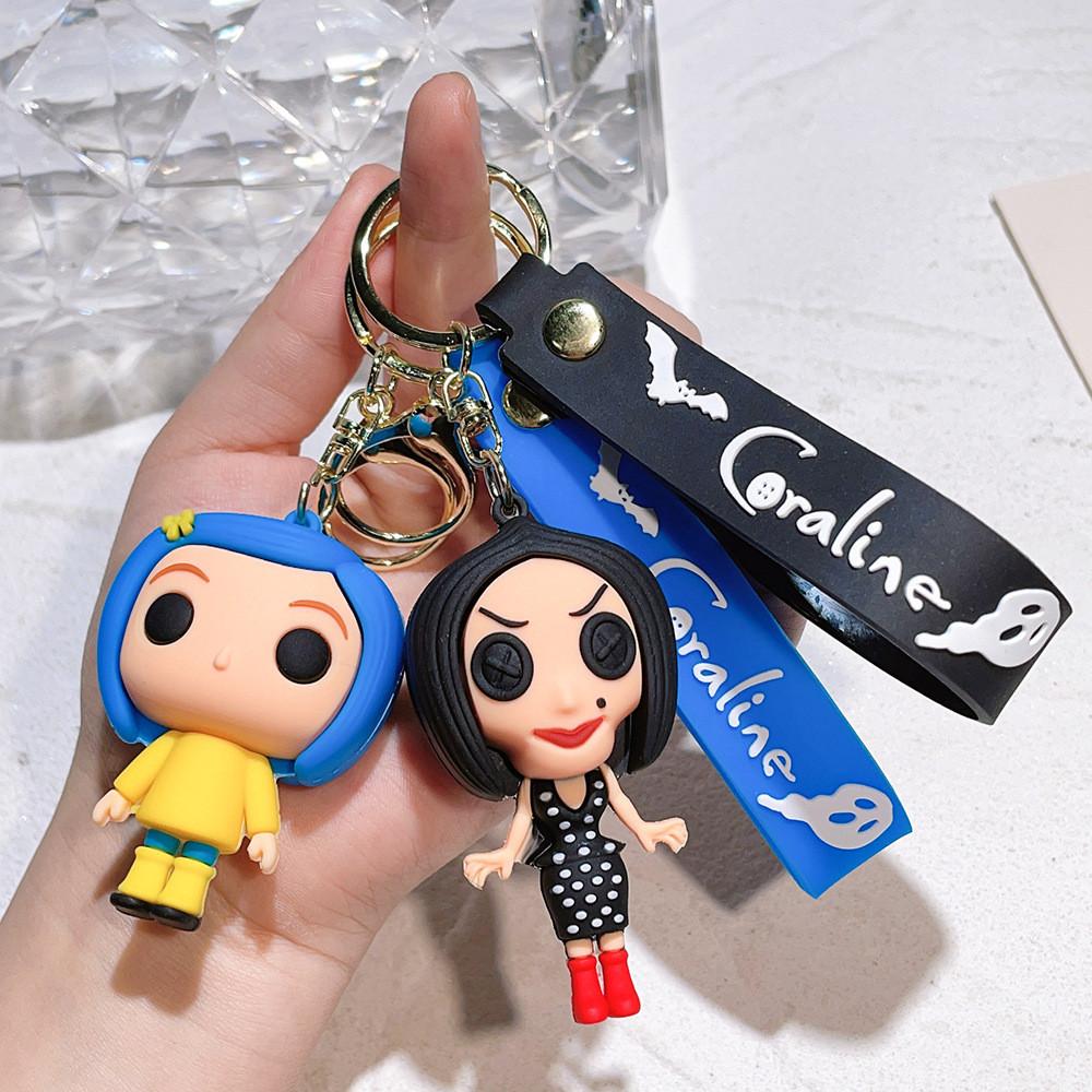 Vibrant Silicone Coraline Keychain Cute American Style Cartoon Character Gift