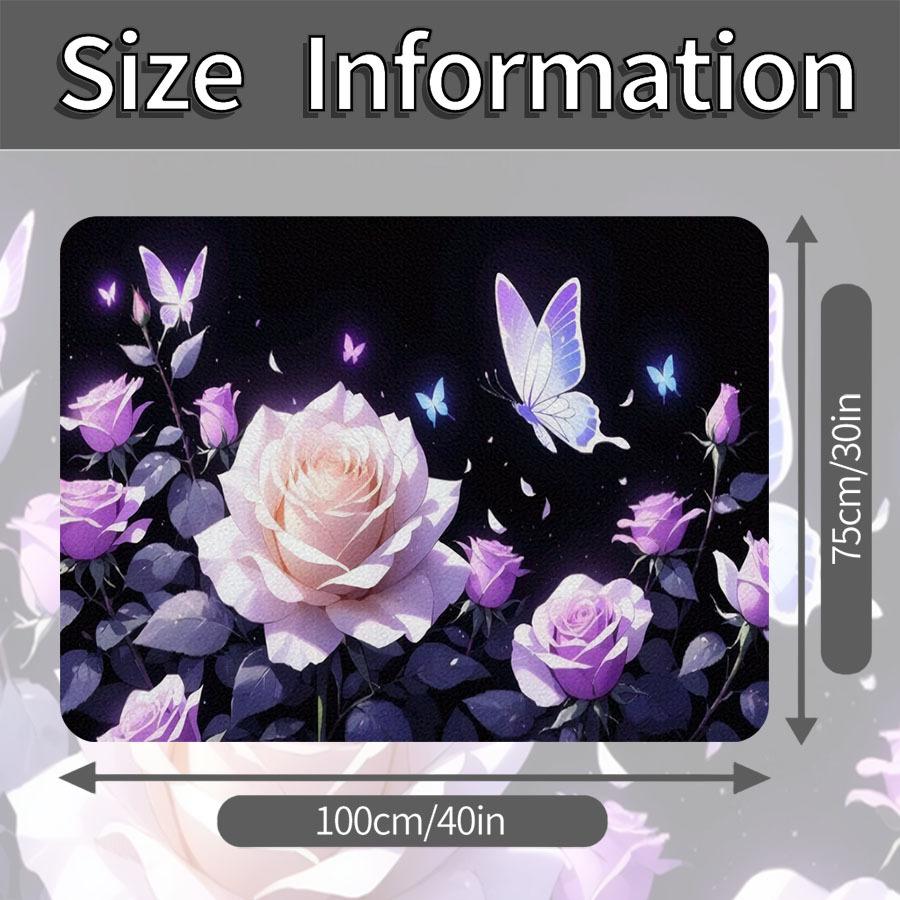 1Pcs Purple Rose Butterfly Car Trunk Mat Anti Slip Cargo Liner Waterproof Storage Protector for SUV Sedan