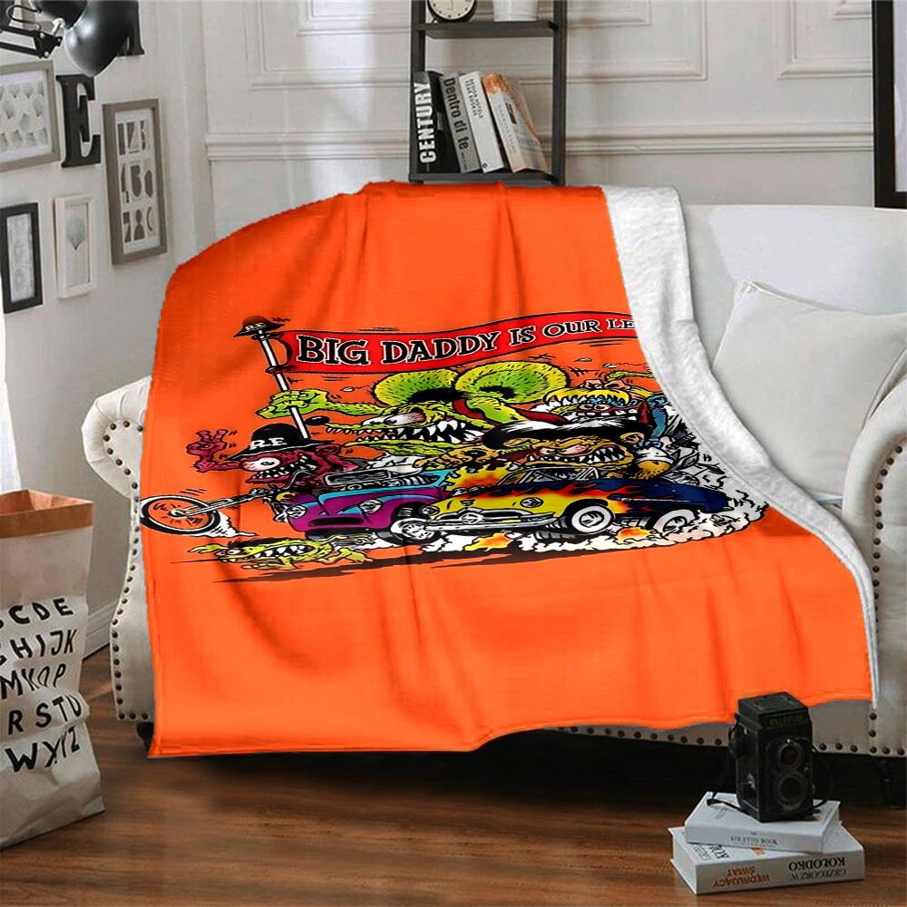 1pc Big Daddy Hot Rods Soft Flannel All Season Throw for Home, Office, Outdoor UseDurable Comfort Soft Warm Throw for Home