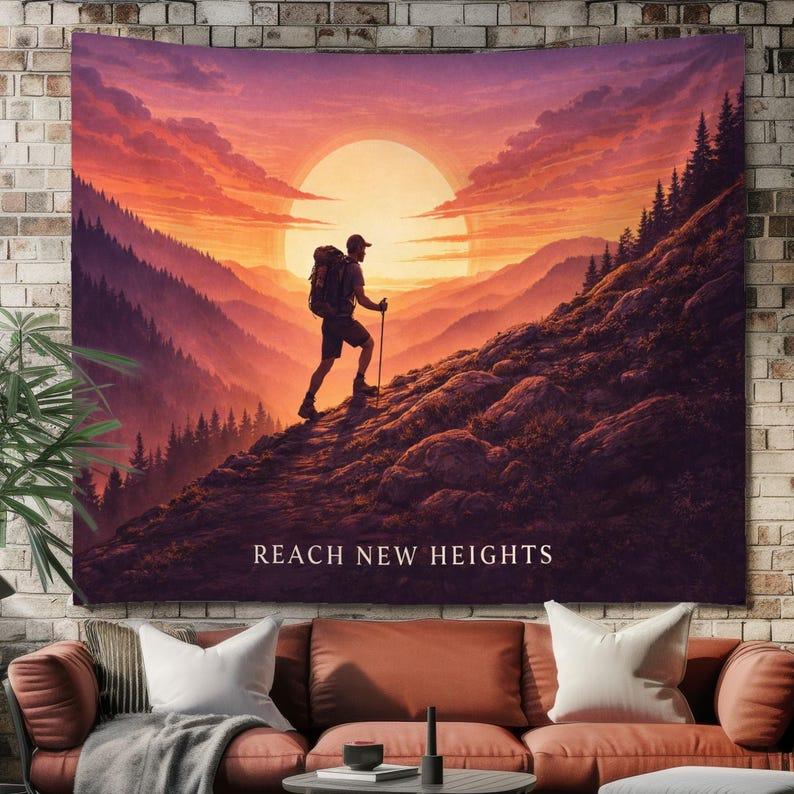 Climbing to new heights tapestry 75x100 чёрный