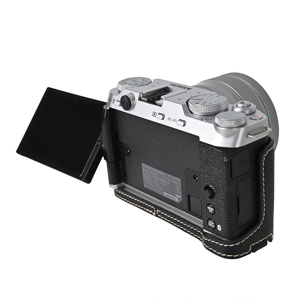 XM5 Kameratasche Palmblattmuster PU-Leder Halbkörpergehäuse für Fujifilm XM5 Fuji X-M5 Abdeckung mit Bodenöffnung