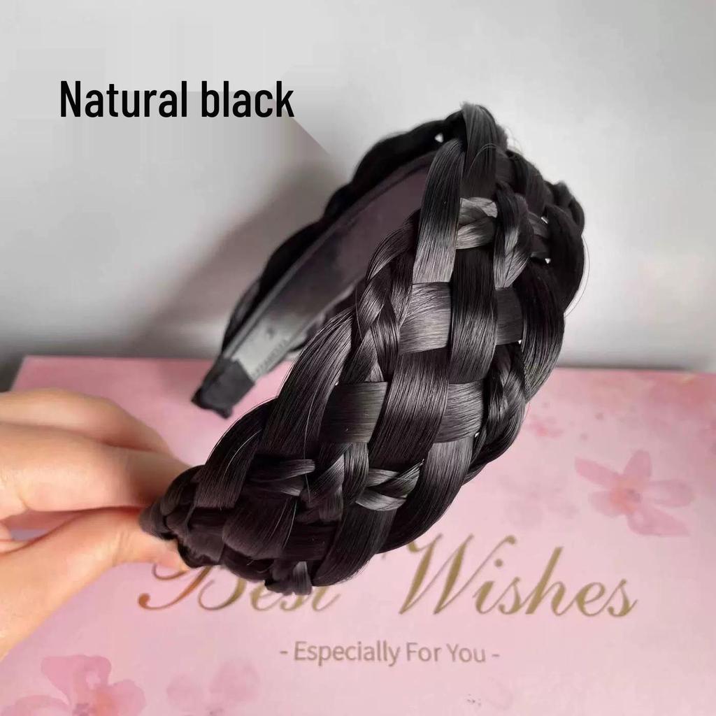 Five-Strand Braid Thick Wide Edge Handmade Fishtail Twist Headband for Women