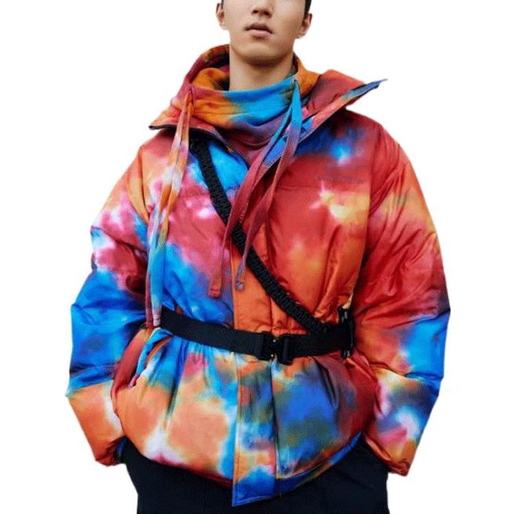 Li Ning CF Série Wu Xing Tie-Dye Veste Lâche en Duvet de Canard Courte Veste Homme Multicolore AYMR512-1