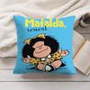 M-Mafalda Cartoon Cute Cushion Cover Silky Short Plush Invisible Zipper Dustproof Sofa Pillow Case For Home Decor