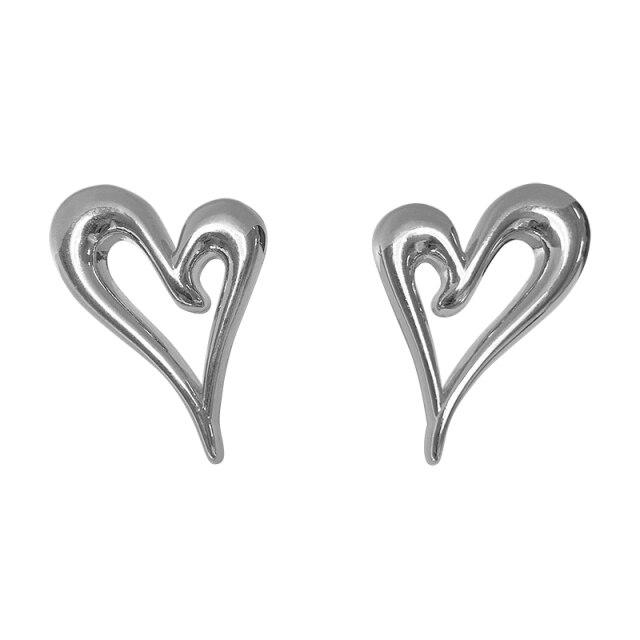 

Серьги-гвоздики Love, женские, летние, нишевый дизайн, порт-стиль, серебряные, изысканные, в форме сердца, новые модные украшения для ушей