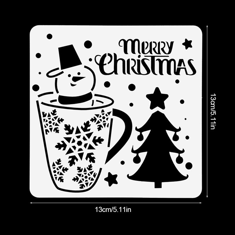 9Pcs/set Christmas Stencils Kids DIY Painting Embossing Paper Card Scrapbooking Stamp Album Decoration Stencil DIY New Year Gift