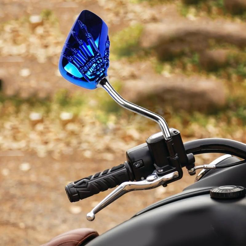 1 Pair Motorcycle Rearview Skeleton Hand Side Adjustable Scooters Rear View Motorbike Accessories
