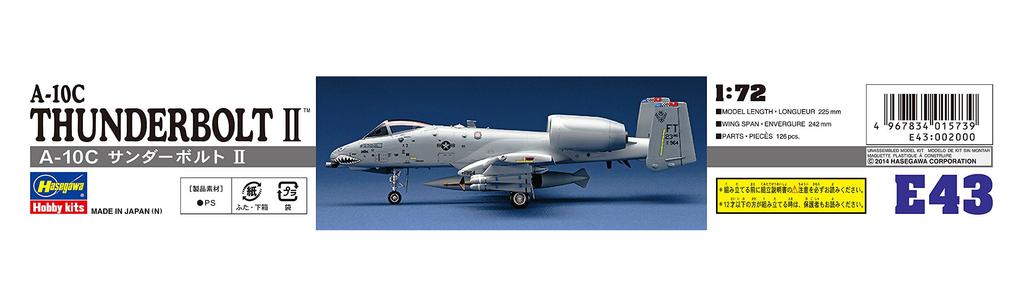 Hasegawa US Air Force Thunderbolt II Plastic Model Kit E43 1/72 A-10C