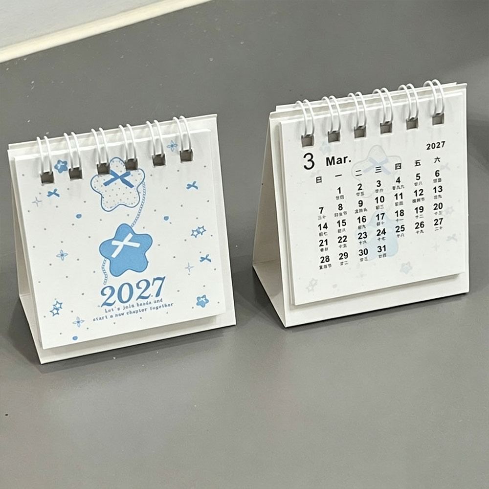 Ribbon Decoration 2027 Desk Calendar Portable Desktop Calendar Mini Desk Calendar  Desktop Display
