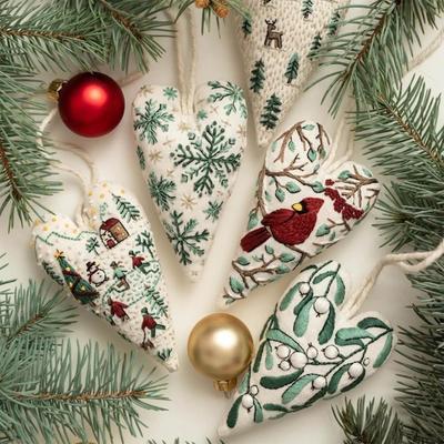 Beginnersborduurpakket Hartvormige Kerstversiering Borduur oefenpakketten Complete Set Kunst Ambacht Voor Senioren Volwassenen Tieners