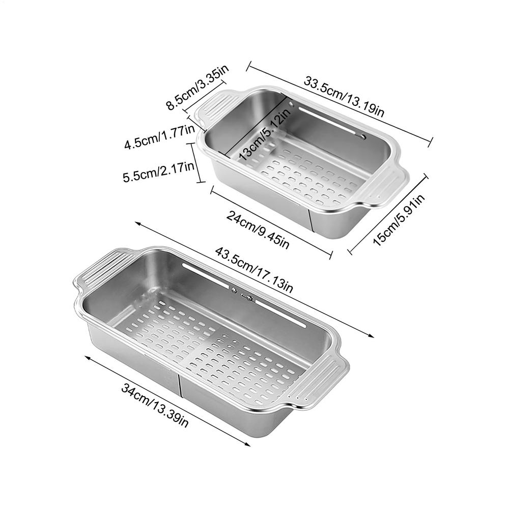 

Adjustable Dish Drying Rack Stainless Steel Sink Drainer for Dishes Fruits Vegetable Space-Saving Kitchen Organizer Strainers