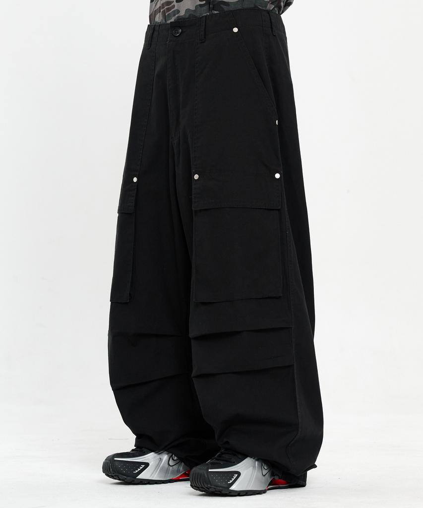 SCALLYWAG Washed Fatigue Front Cargo Pants [Black]