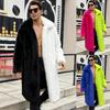 Winter Warmer Kunstpelzmantel für Herren Color Block Shaggy Mantel Pelziger Langer Mantel Offene Vorderseite Langarm Locker Lässig Oberbekleidung Kunstpelz Parka Mantel für Herren