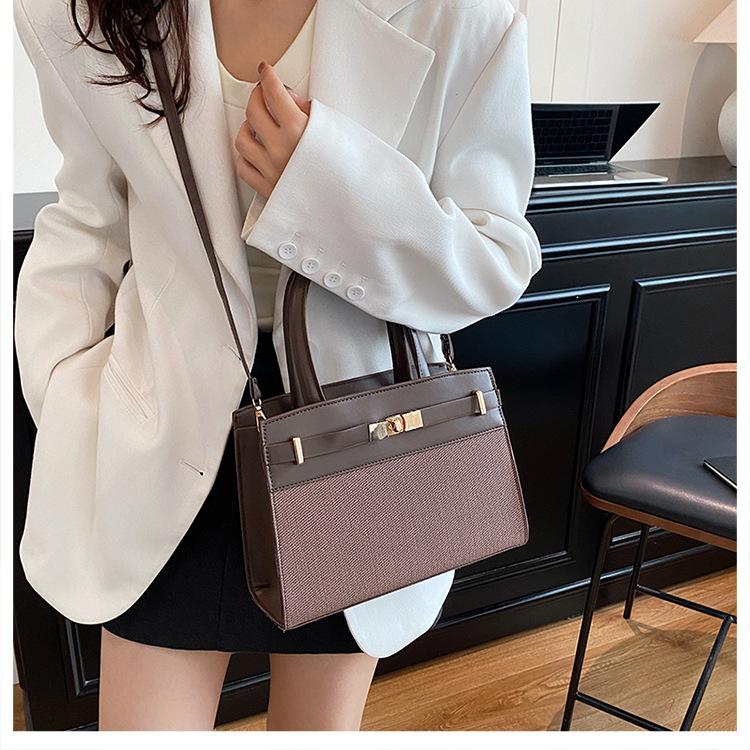 New Women Color Block Handbag Fashion Texture Crossbody Shoulder Commuter Bag CLE