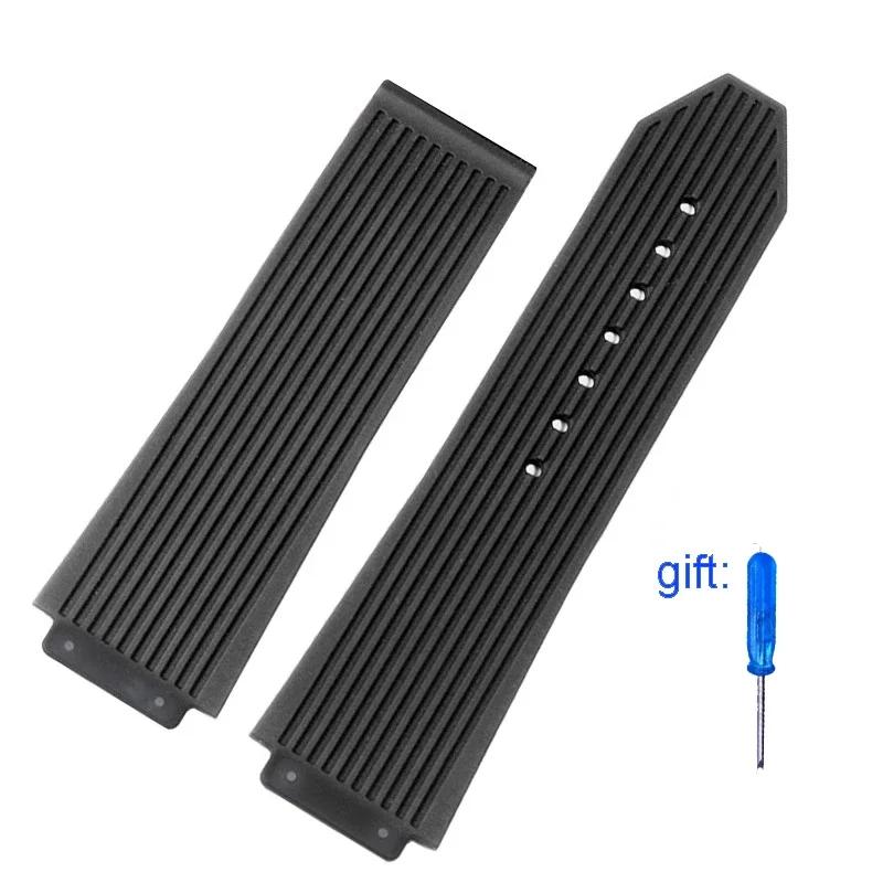 26*19mm Silikon-Gummi-Uhrenarmband für Hublot BIG BANG Schwarz Blau Herren-Uhrenarmband Werkzeug Wasserdicht und Schweißfest Armband