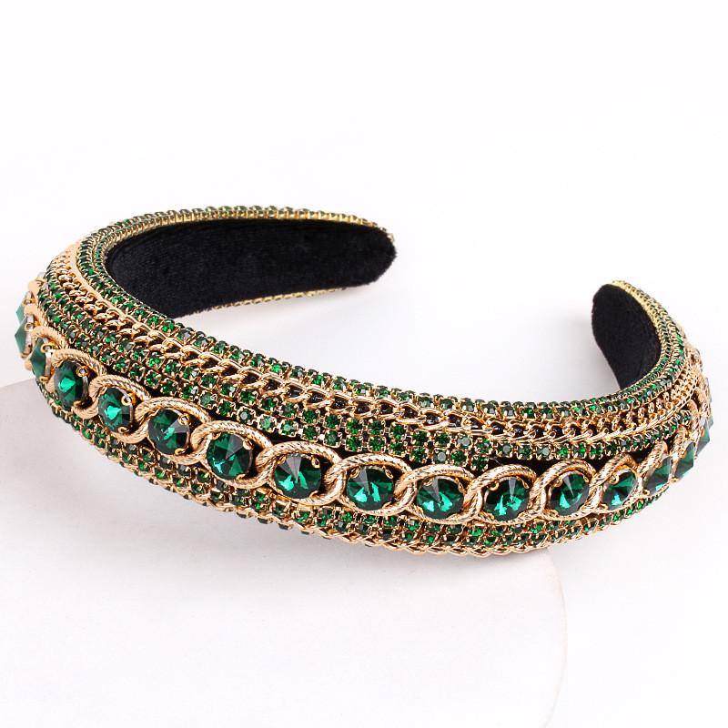 Water Drill Baroque Headband With Crystal Chain For Womens Fashion Accessories