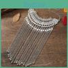 Artistic Vintage Female Necklace With Multilayer Tassels And Geometric Zinc Alloy Design