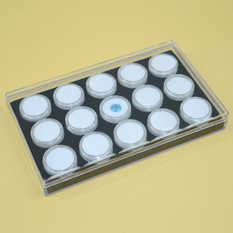 Pack of 15 Small Acrylic Gem Display Boxes with Rotating Lid Round Acrylic Containers for Neat and Secure Storage