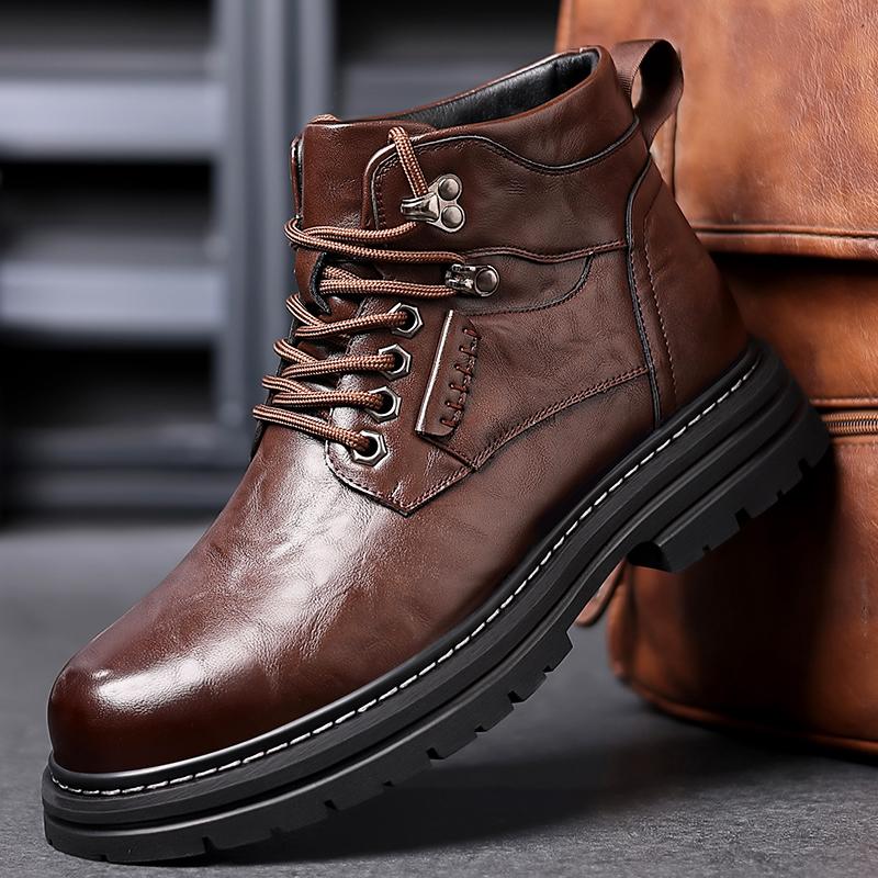 Boots Leather Shoes Man Lifts Sneakers Elevator Height Increase Sole  6cm for Men Business Warm Winter Leisure British