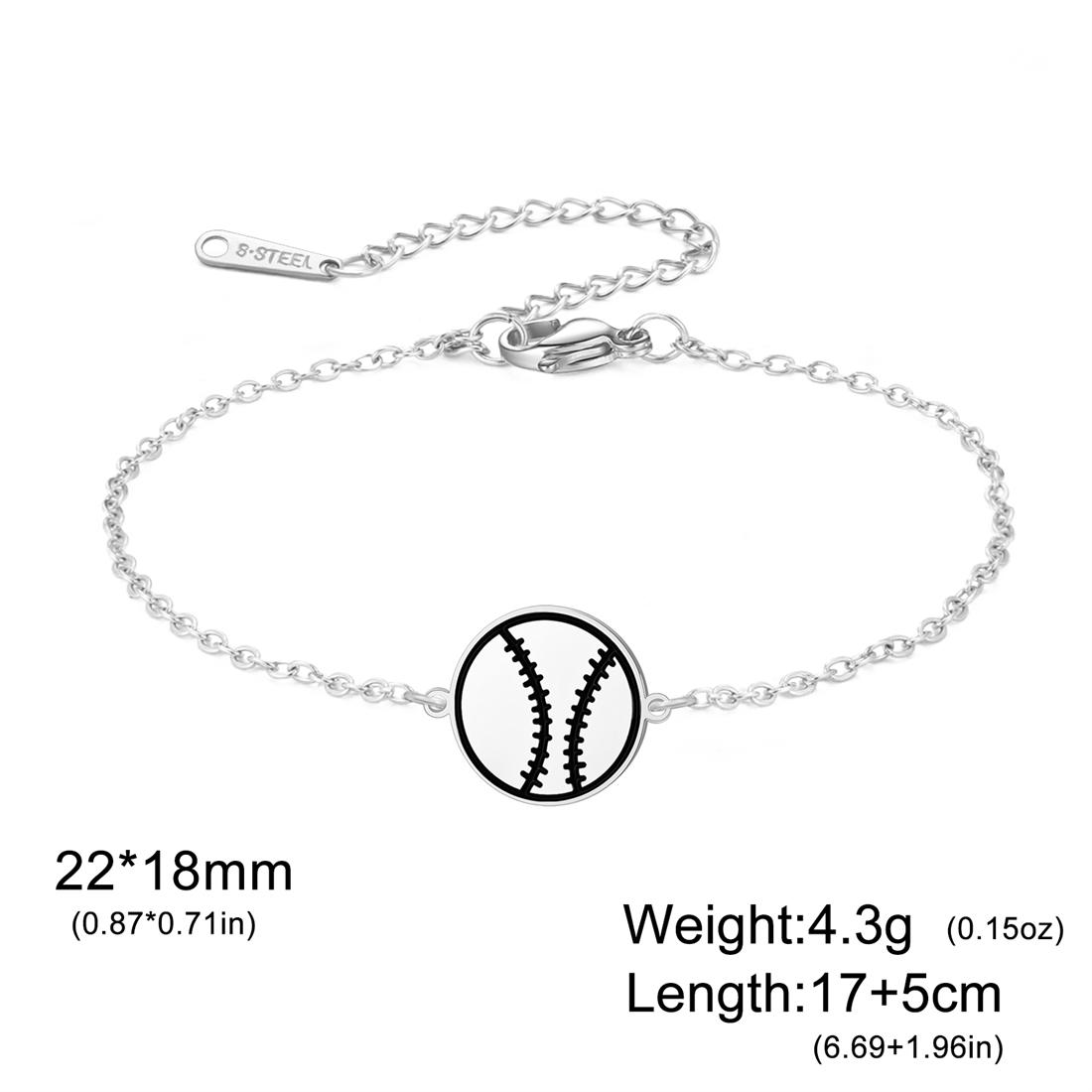 Basketball Volleyball Baseball Rugby Bracelet Stainless Steel Fashion Geometric Bracelet for Women Men Jewelry Gifts