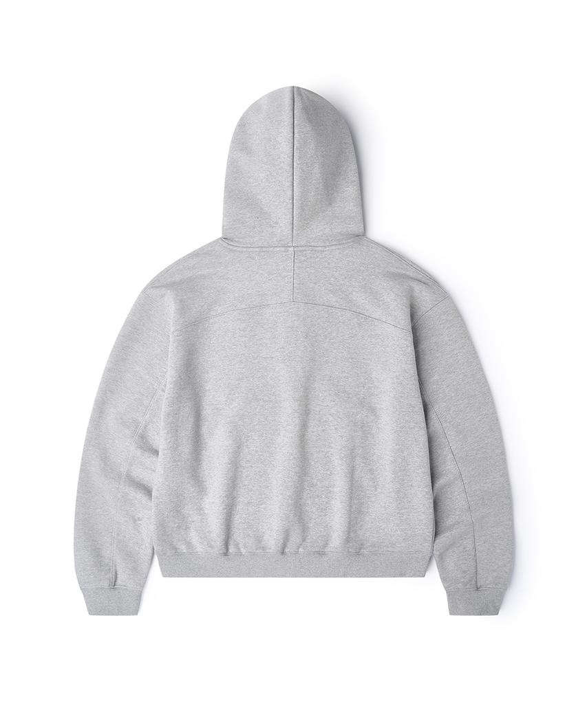 Gainsboro Serif Baseball Logo Zip-Up Hoodie_Melange Grey