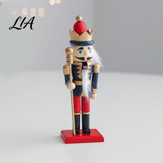 Collectible Nutcracker Doll Wooden Soldier Figurine, Handcrafted Solid Wood Christmas Tabletop Ornament Fairy Tale Figurine for Holiday Desk