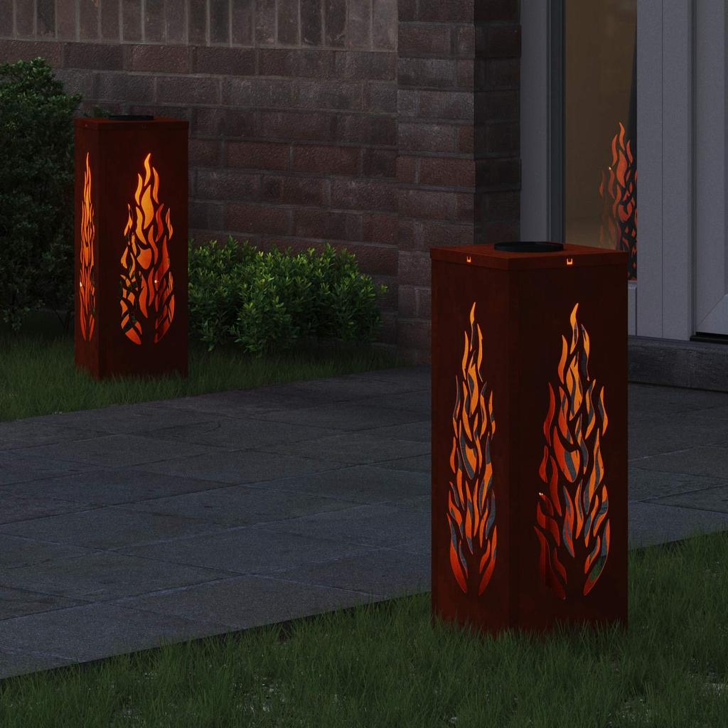 Solar LED Path Light 2 Pcs Bronze Weatherproof Steel