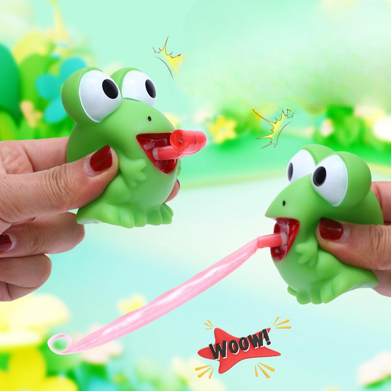 Pinch Frog Dinosaur Sticking Tongue Out Toys Funny Sensory Stress Relief Fidget Toys Cat Toys School Gifts for Kids Children