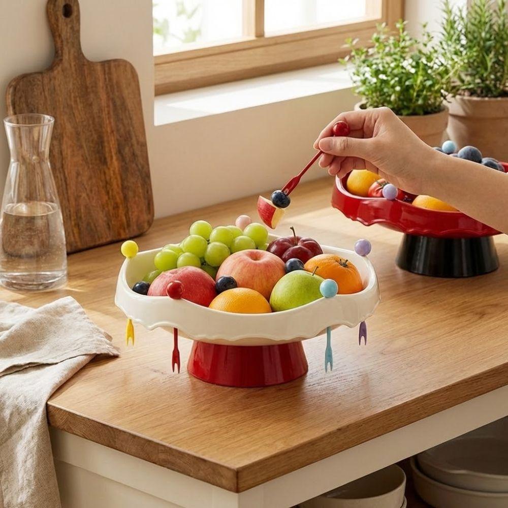 Draining Fruit Water-Filtering Bowl 360° Rotating Fruit Serving Plate Living Room