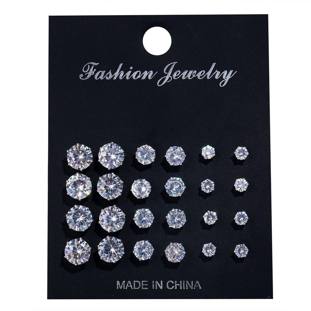 12 Pcs Zircon Earrings Set Briliant Shiny Stud Earrings for Women Simple Pearl Irregular Trendy Jewerly Accessories 2026 New