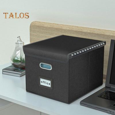File Storage Box with Lid Hanging Office Document Organizer Metal Handle Legal Letter Size Foldable File Storage Bin