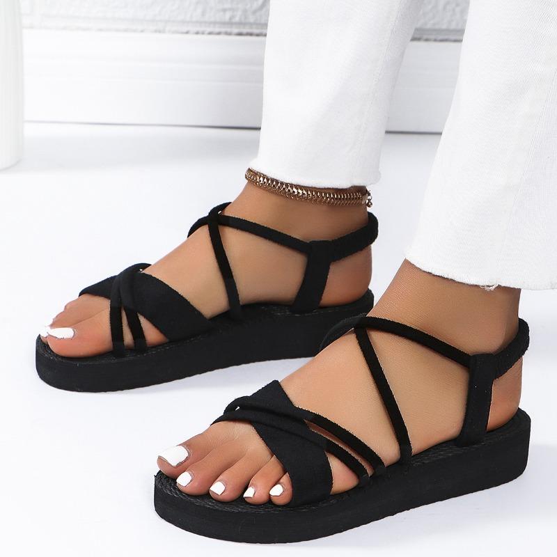 Modische Neue Damen Flache Sandalen Geflochtenes Band Böhmische Sandale Lässige Weiche Sohle Strandsandalen für Damen Sandalias De Mujer
