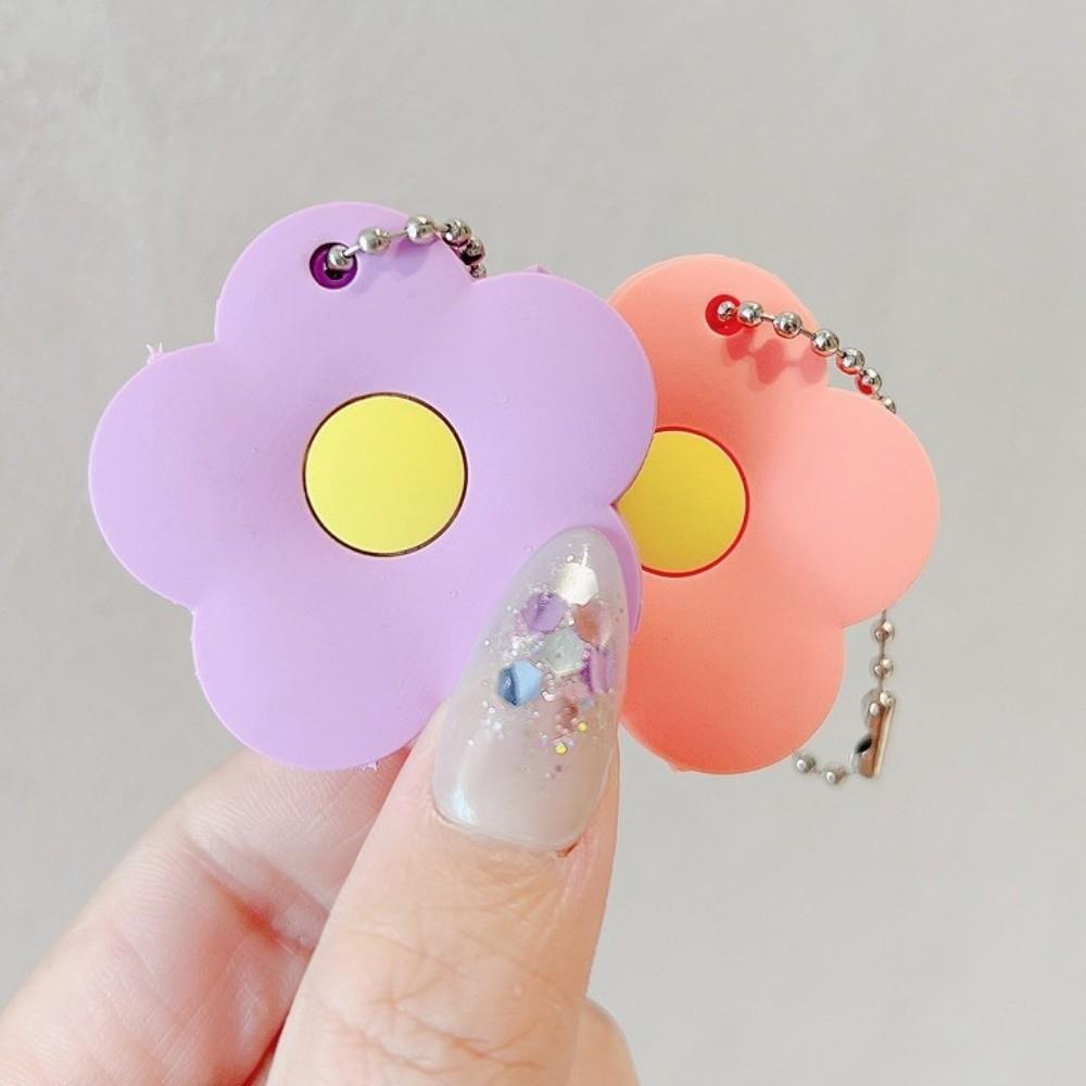 Creative Flower Keychain Soft Access Card Holder Mini Flower Key Cover Cap Girls