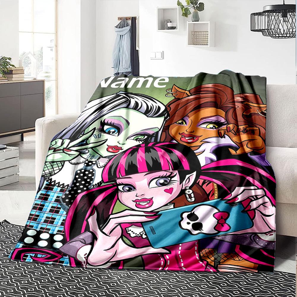 Customizable Monster High Draculaura2 Throw Blanket – Personalized Name, All-Season Cozy Snug Blanket, Machine Washable, Personalized Blanket