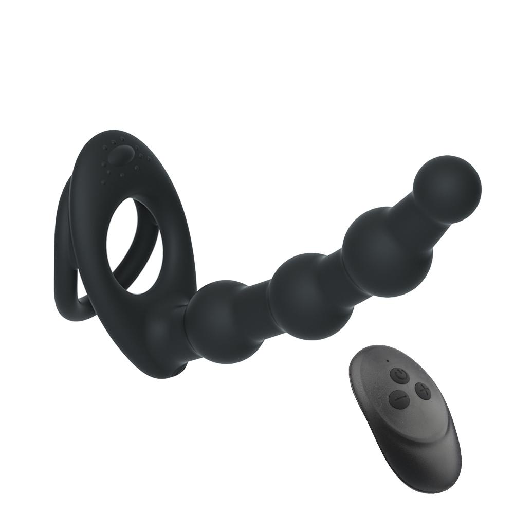 10 Speed Penis Vibrating Ring Double Penetration Strapon Dildo Anal Beads Butt Plug Rabbit Vibrator Clitoris Sex Toys for Couple