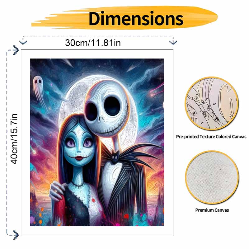 Disney Nightmare Before Christmas Oil Painting Kit Home Bedroom Wall Decor Handmade Gift Art Crafts Lovers Couple Romantic Galaxy Design