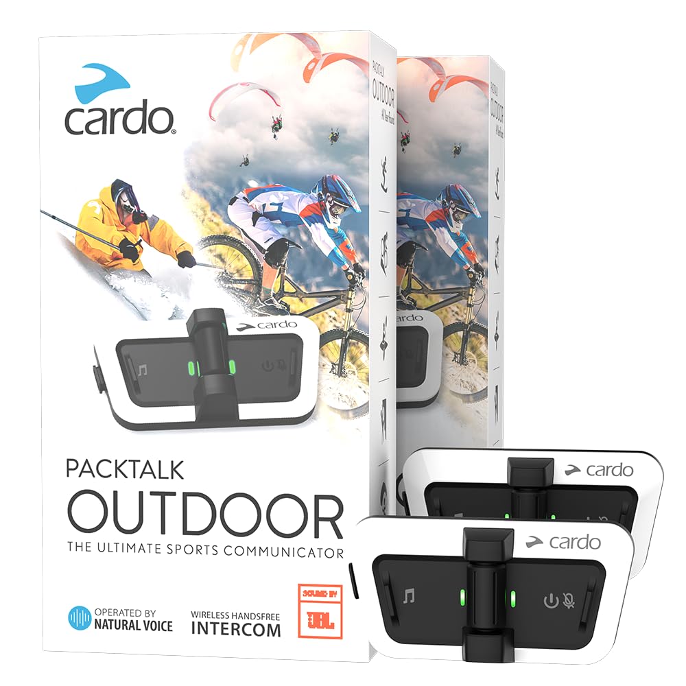 Cardo PACKTALK OUTDOOR Intercom, Set of 2, White, Official Japanese Product, SP000110