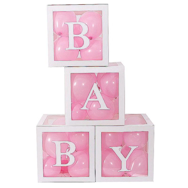 Clear Balloon Box with 26 White Letters for Birthday Party and Baby's First Birthday Decoration