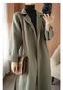 Women's Mid-Length Wool Coat with Side Slits, Lapel Collar, Belt, and Loose Plus Size Fit