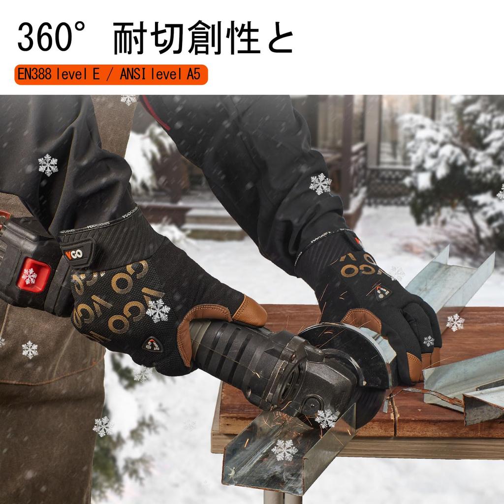 Safety Work Gloves ANSI A5 Sheepskin Work Gloves Cold Protection 3M Synthelate C100 Waterproof Breathable Touchscreen Compatible GA9604FWC5 [Vgo...]