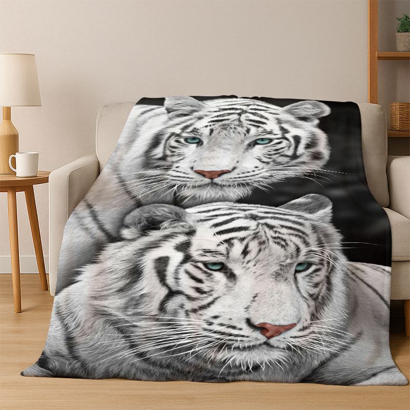 Tiger, Beast Wildlife Cartoon Flannel Blanket Soft Warm Throw Blanket for Bedroom Living Room Bed Travel Camping Picnic Gift