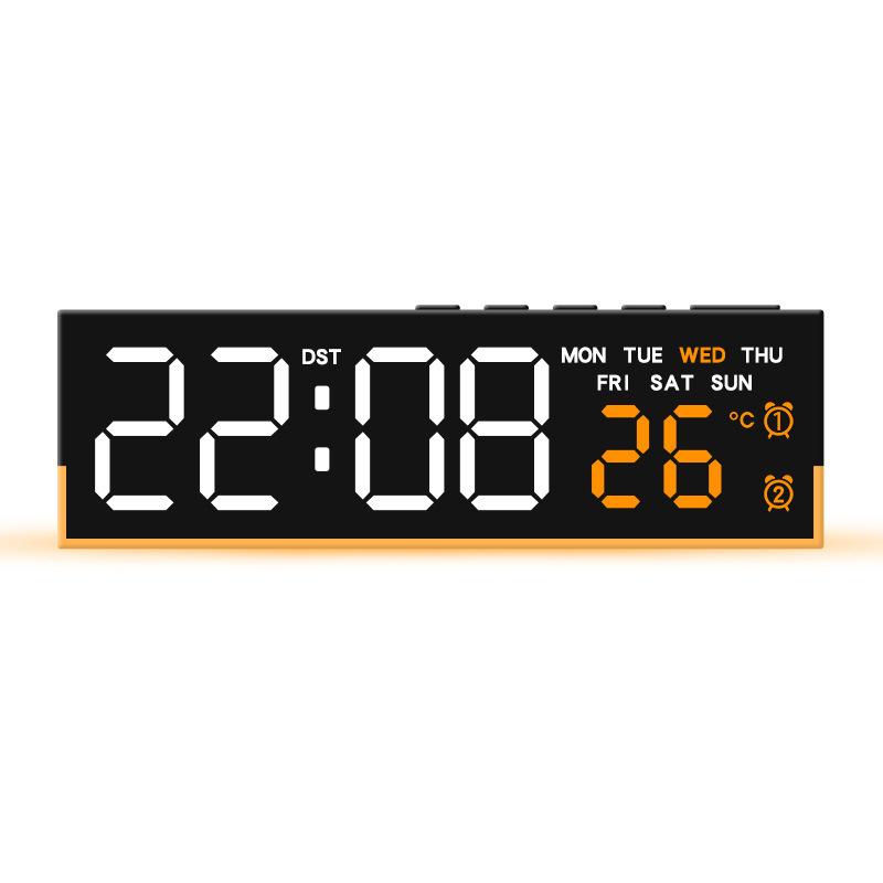 LED Digital Alarm Clock Temperature Week 2 Alarms Ambient Light Brightness Adjustment Bedside Electronic Table Clock USB Powered