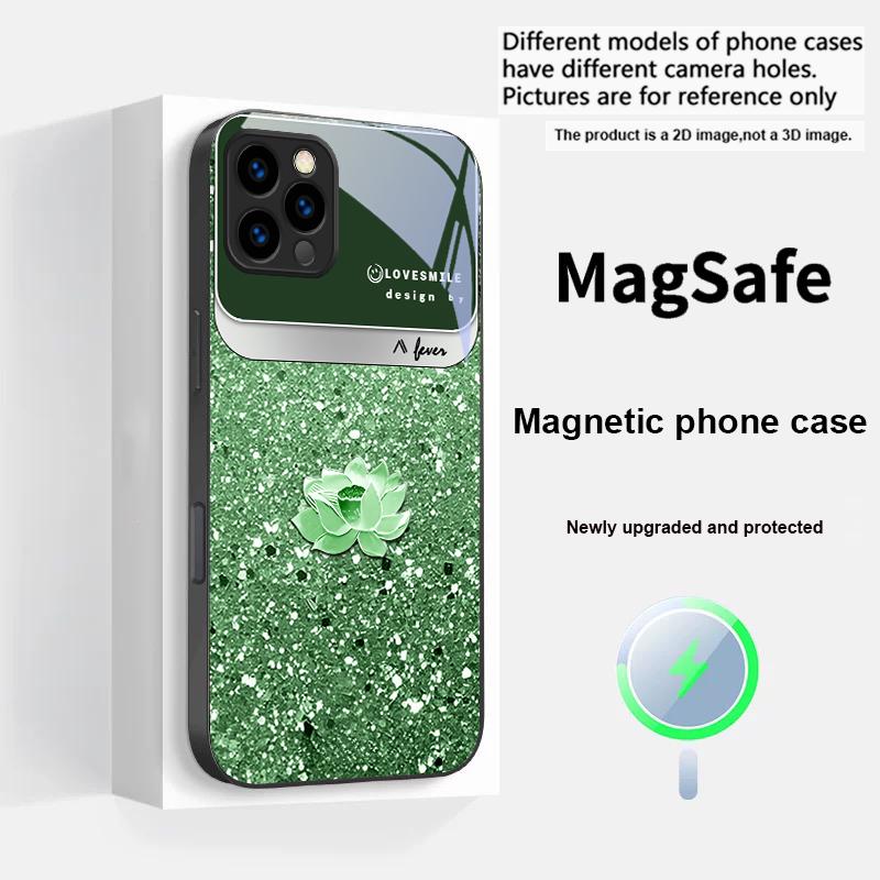 Pink gradient lotus For iPhone 17 Pro Max 16 E 15 14 13 Plus 12 mini 11 17 Air XR Xs Max 7 Plus Magsafe Glass Phone Case